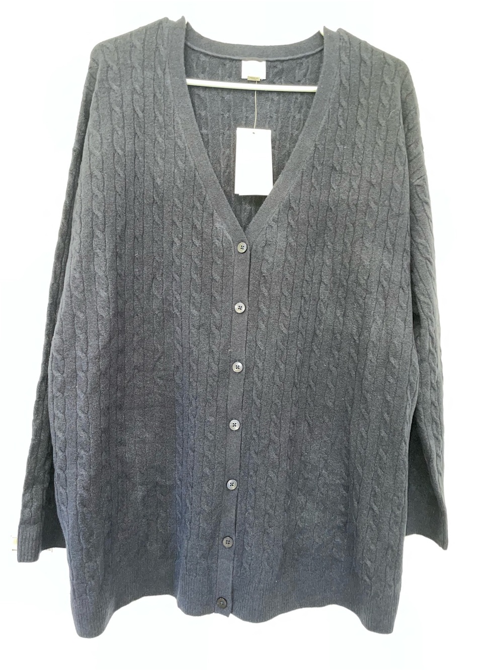 A New Day Women’s 1X Navy Blue Cable Knit Cardigan Button Front NWT